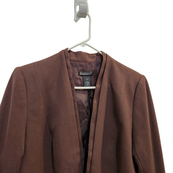 Lane Bryant Brown Hook & Eye Textured Tailored Stretch Blazer Jacket Size 16 - Picture 3 of 10